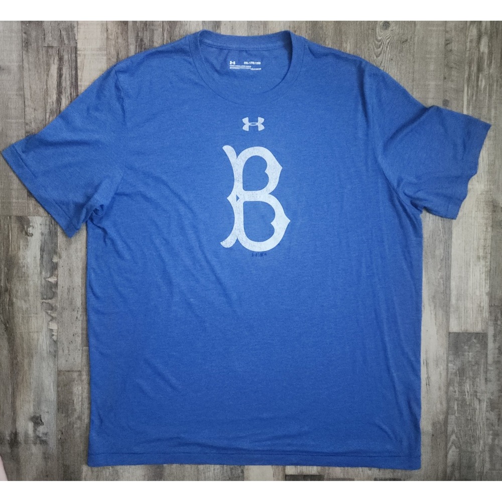 Under Armour T-Shirt Mens 2XL Blue Brooklyn Dodgers Baseball HeatGear Loose Fit